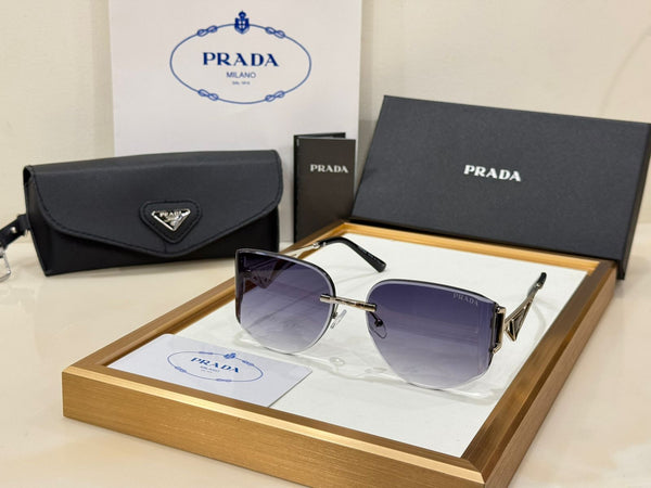 Luxury Rimless Sunglasses with Iconic Triangle Logo