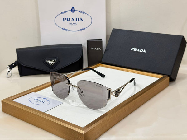 Luxury Rimless Sunglasses with Iconic Triangle Logo