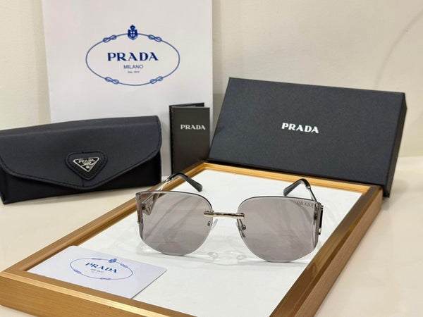 Luxury Rimless Sunglasses with Iconic Triangle Logo