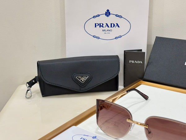 Luxury Rimless Sunglasses with Iconic Triangle Logo