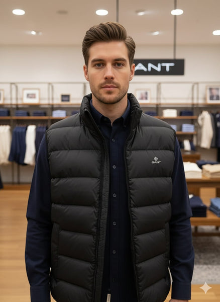 Premium Black Puffer Sleeveless Jacket  Lightweight, Warm & Stylish