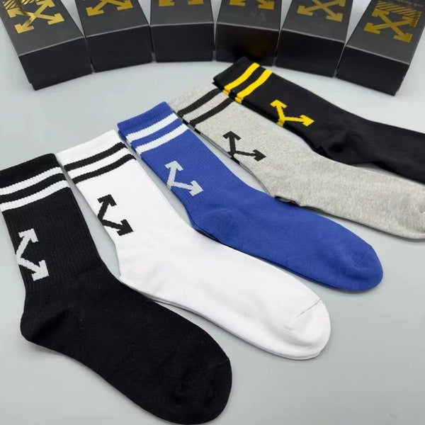 Trendy Arrow Design Crew Socks – Premium Street Style (Pack of 5)