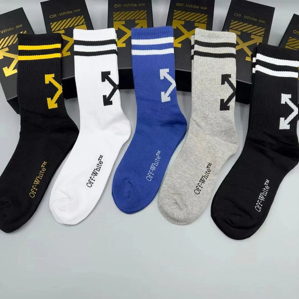 Trendy Arrow Design Crew Socks – Premium Street Style (Pack of 5)