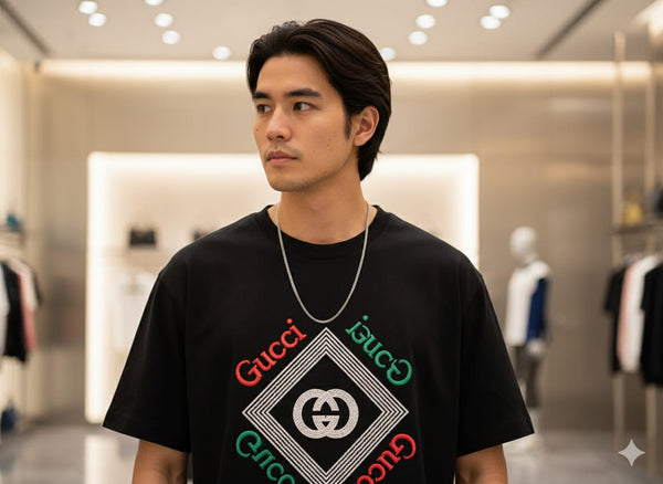 Black Graphic Print T-Shirt with Iconic Logo Design Premium Casual Wear