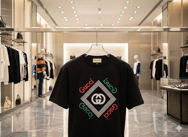 Black Graphic Print T-Shirt with Iconic Logo Design Premium Casual Wear