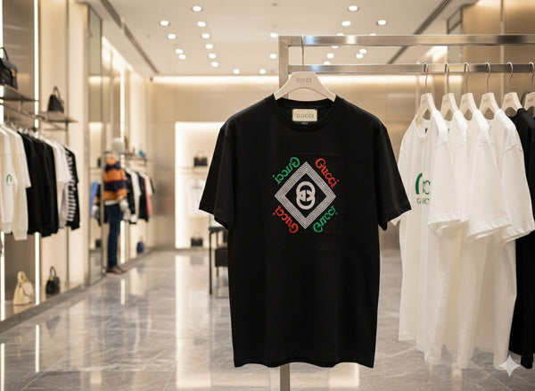 Black Graphic Print T-Shirt with Iconic Logo Design Premium Casual Wear