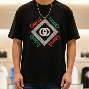 Black Graphic Print T-Shirt with Iconic Logo Design Premium Casual Wear