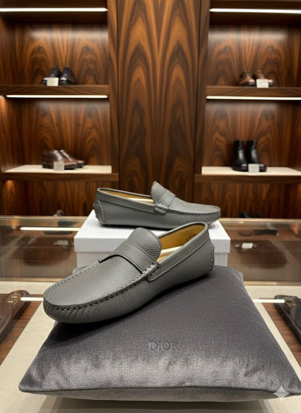 Men’s Premium Grey Leather Loafers Classic Luxury Comfort Shoes