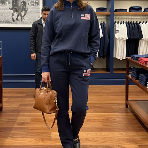 Navy Blue Premium Tracksuit Set with Logo Detail – Smart Casual Wear