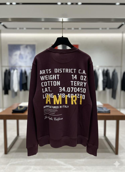 Premium Burgundy Cotton Terry Sweatshirt with Signature Logo Print