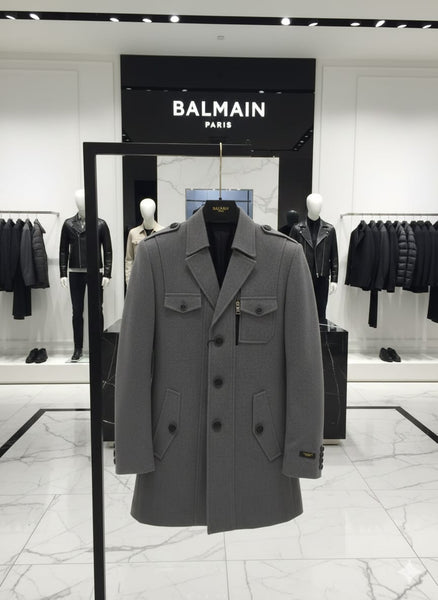 Exclusive Men’s Premium Grey Wool Blend Formal Coat