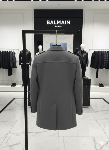 Exclusive Men’s Premium Grey Wool Blend Formal Coat