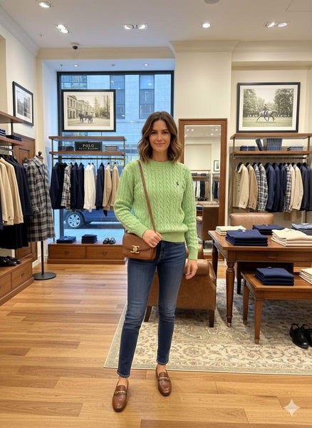 Branded Men’s Classic Green Cable Knit Sweater