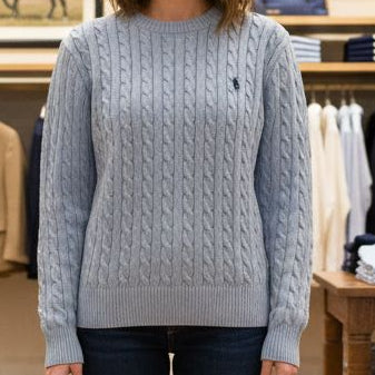 Luxury imported Women Classic Light Blue Cable Knit Sweater