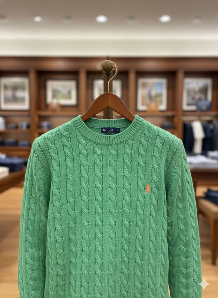 Classic Green Cable Knit Sweater  Soft, Stylish & Everyday Comfort