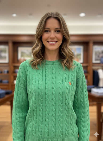 Classic Green Cable Knit Sweater  Soft, Stylish & Everyday Comfort