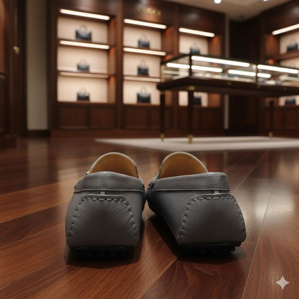 Luxury Leather Slip-On Loafers with Metal Buckle Premium Comfort & Style