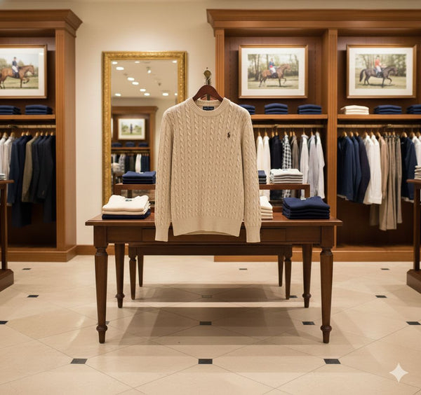 Premium Classic Beige Cable Knit Pullover For Women