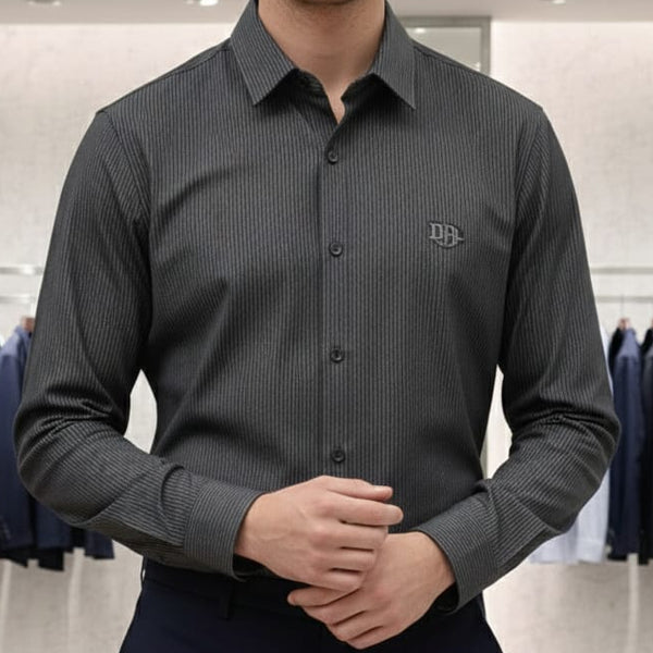 Classic Black Pinstripe Formal Shirt Timeless Luxury Elegance