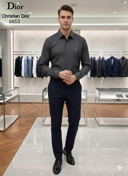 Classic Black Pinstripe Formal Shirt Timeless Luxury Elegance