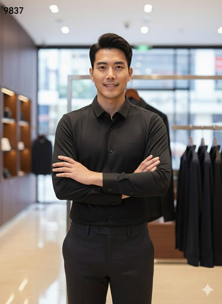 Men’s Premium Black Formal Shirt Modern Executive Style