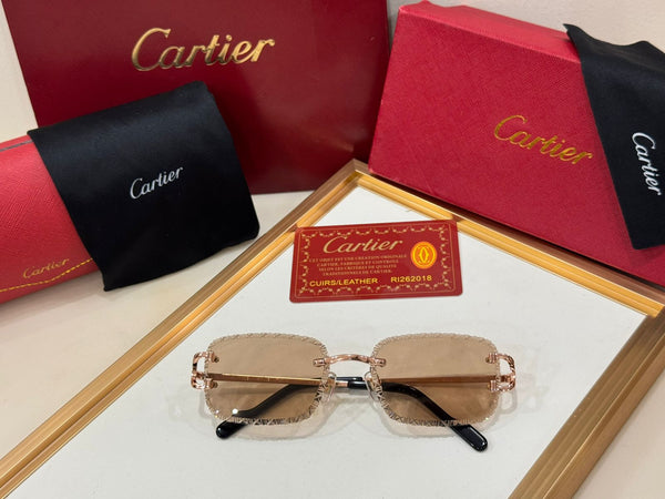 Luxury Rimless Designer-Style Sunglasses Gold Metal Frame with Gradient Lenses