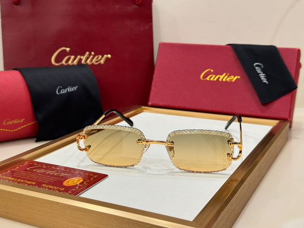 Luxury Rimless Designer-Style Sunglasses Gold Metal Frame with Gradient Lenses