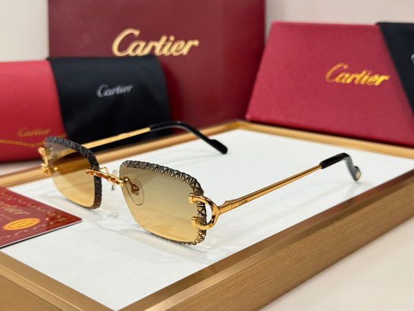 Luxury Rimless Designer-Style Sunglasses Gold Metal Frame with Gradient Lenses