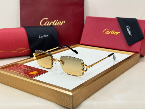 Luxury Rimless Designer-Style Sunglasses Gold Metal Frame with Gradient Lenses