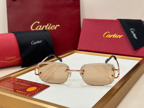 Luxury Rimless Designer-Style Sunglasses Gold Metal Frame with Gradient Lenses