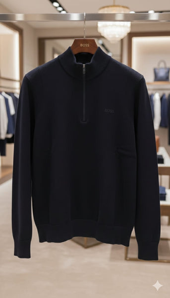 Premium Navy Half-Zip Sweatshirt Smart Casual Essential