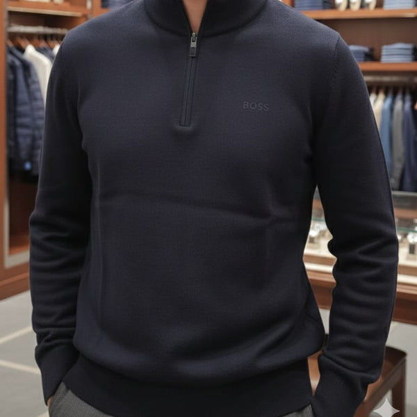 Premium Navy Half-Zip Sweatshirt Smart Casual Essential