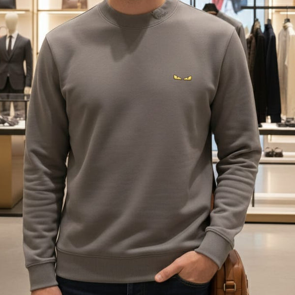 Premium Grey T Neck Iconic Monster Eyes Design