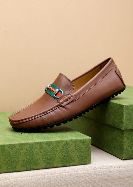 Elegant Stylish Brown Leather Loafers Classic Luxury Slip-On Shoes