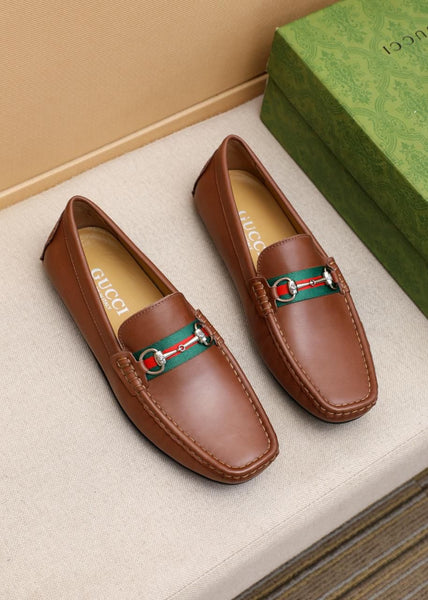 Elegant Stylish Brown Leather Loafers Classic Luxury Slip-On Shoes