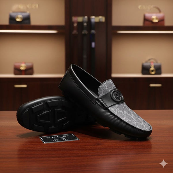 Premium Monogram Leather Loafers Elegant & Comfortable Men’s Shoes