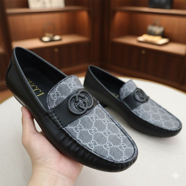 Premium Monogram Leather Loafers Elegant & Comfortable Men’s Shoes
