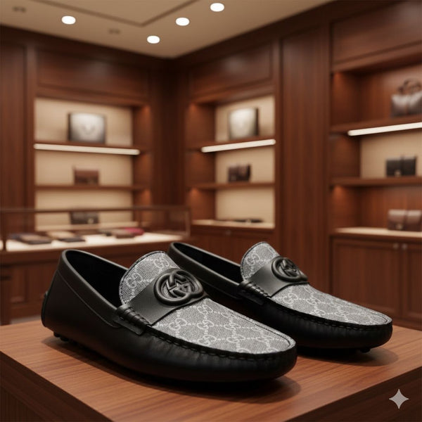 Premium Monogram Leather Loafers Elegant & Comfortable Men’s Shoes