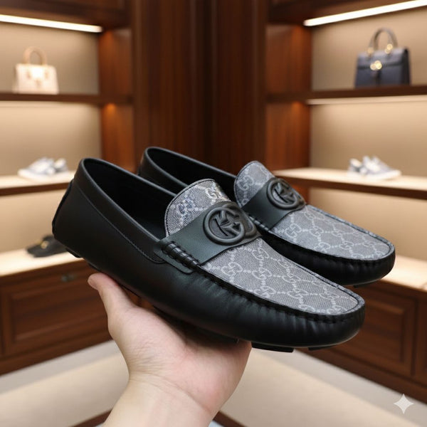 Premium Monogram Leather Loafers Elegant & Comfortable Men’s Shoes