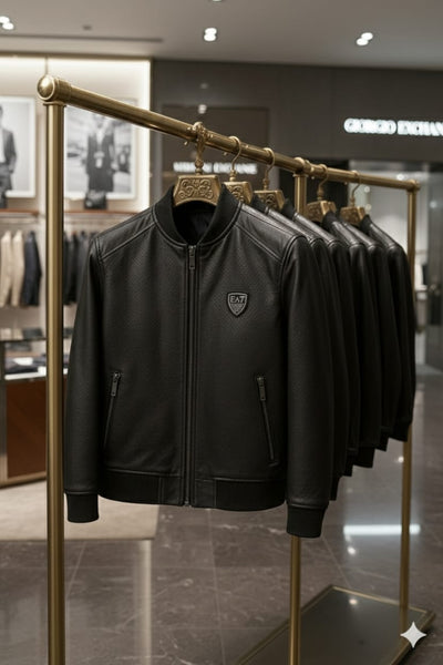 Men’s Premium Black Leather Bomber Jacket Classic & Stylish Look