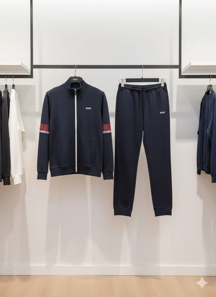 Premium Navy Zip-Up Tracksuit Set for Men