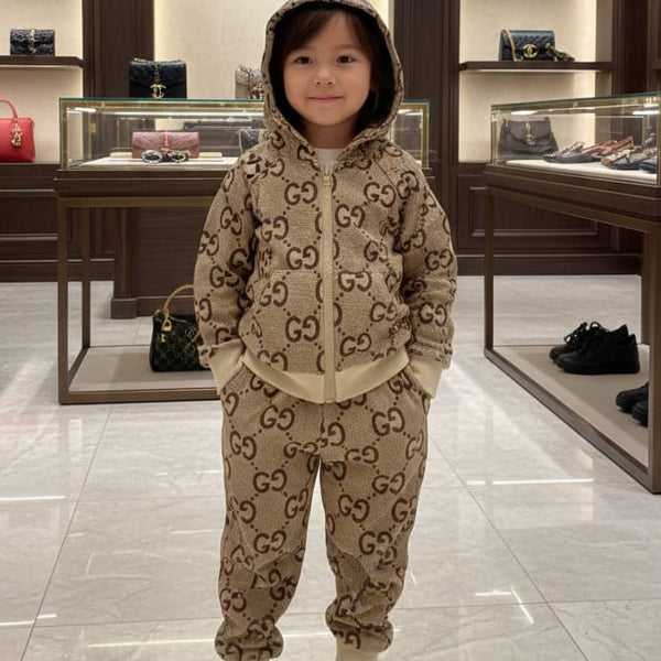 Luxury Monogram Hoodie & Jogger Set Stylish Kids Co-Ord Outfit