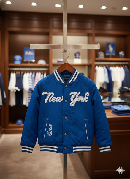 Classic Blue New York Varsity Jacket  For Kids