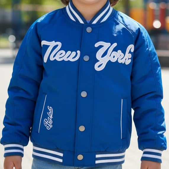Classic Blue New York Varsity Jacket  For Kids