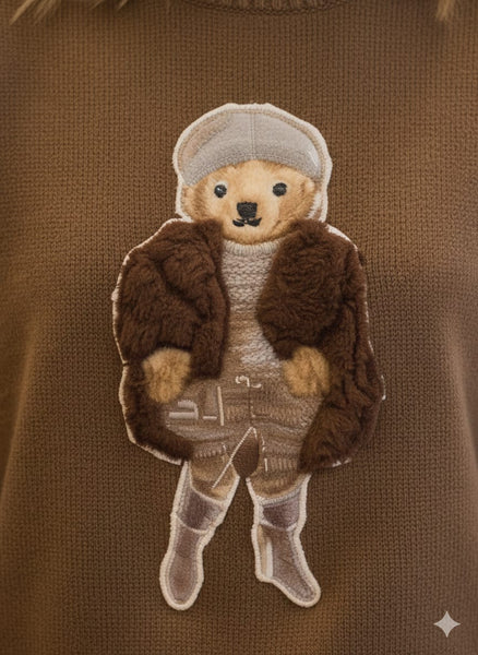 Luxury Classic Teddy Bear Graphic Knit Sweater