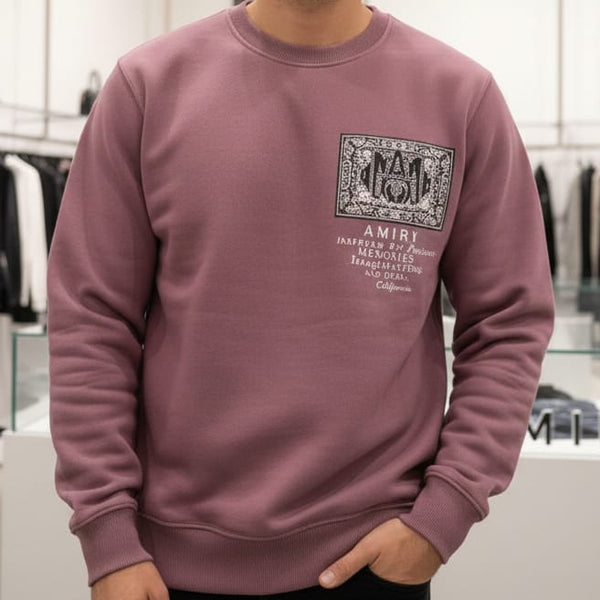 Men’s Mauve Crewneck Sweatshirt with Logo Patch