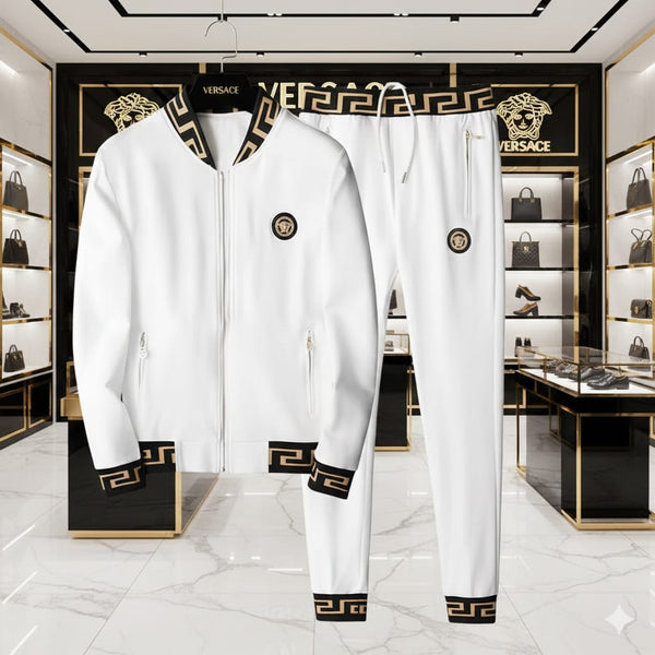 Men’s Premium White Designer Tracksuit Set