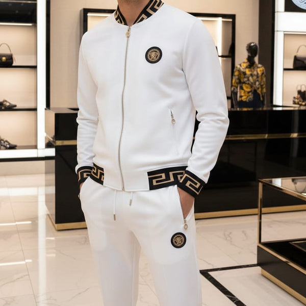 Men’s Premium White Designer Tracksuit Set