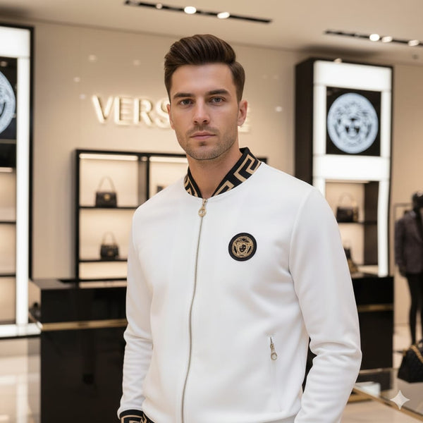 Men’s Premium White Designer Tracksuit Set