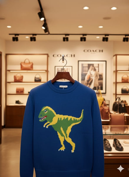 Men’s Stylish Dinosaur Graphic Knit Sweater